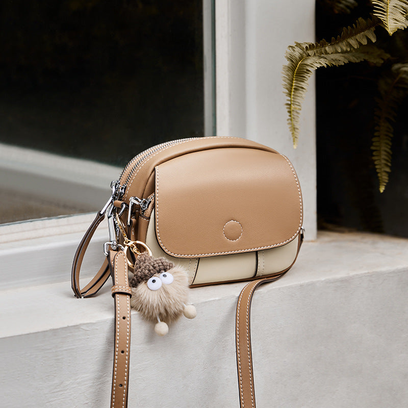 Compact Crossbody Bag — First-Layer Cowhide Leather