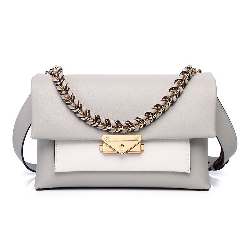 Structured Flap Shoulder Bag with Chain Carry