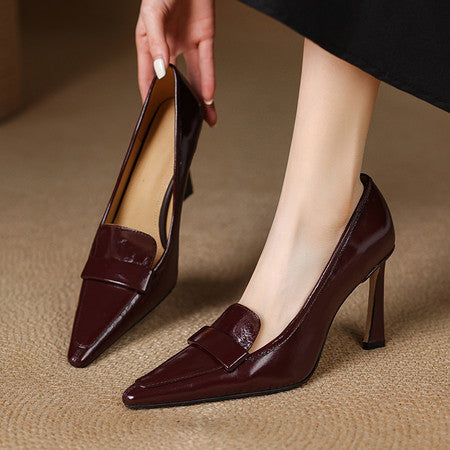 Patent Leather Pointed Pump with Stabilized Slim Heel