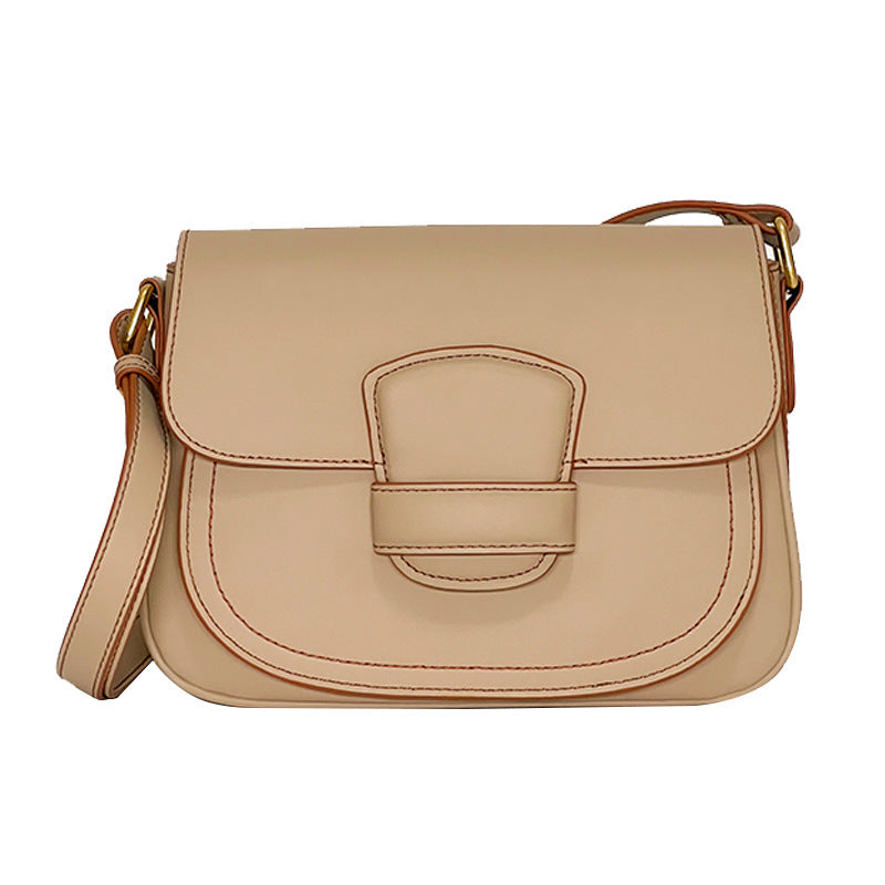 First-Layer Cowhide Structured Saddle Crossbody