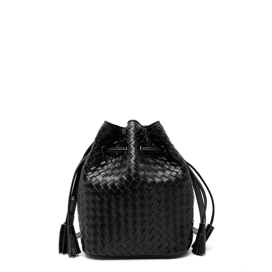 Woven Leather Bucket Bag with Controlled Softness