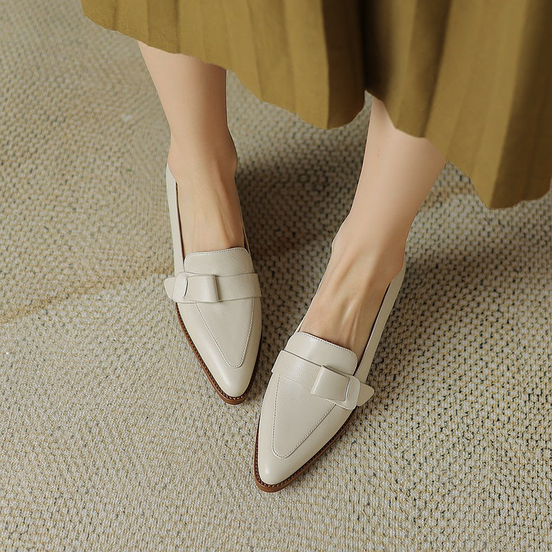 Structured Leather Loafer with Low Block Heel