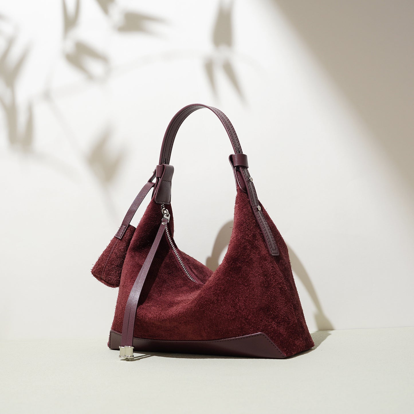 Matte Soft-Form Shoulder Bag in First-Layer Cowhide —