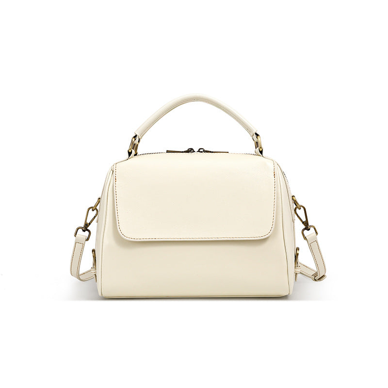 Structured Top-Handle Bag in First-Layer Cowhide Leather