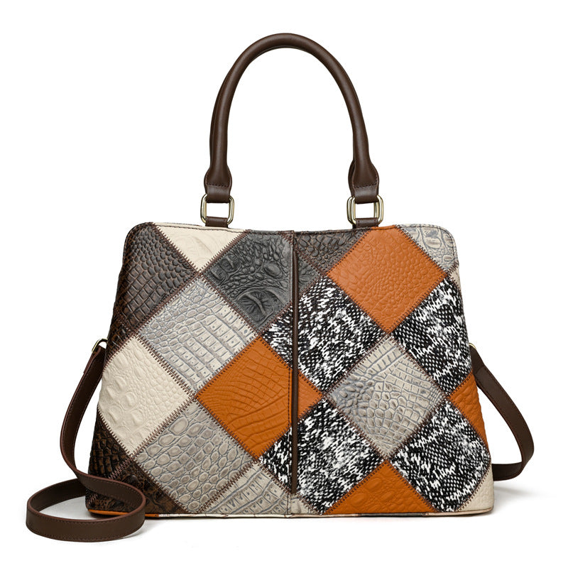 Geometric Patchwork Structured Tote