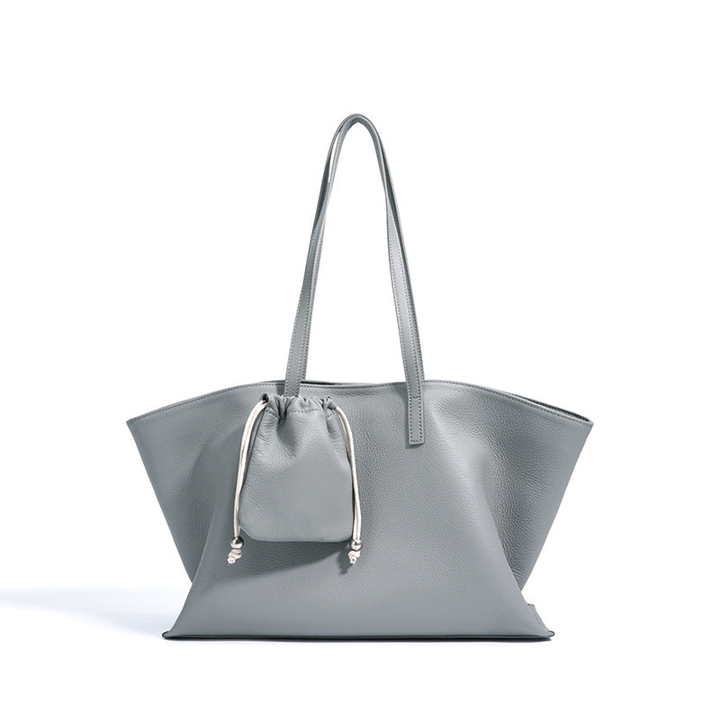 Soft-Structure Tote in First-Layer Cowhide —