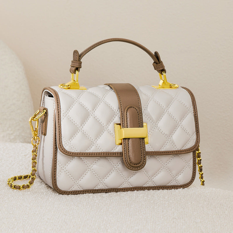 Quilted Top-Handle Bag — First-Layer Cowhide Leather