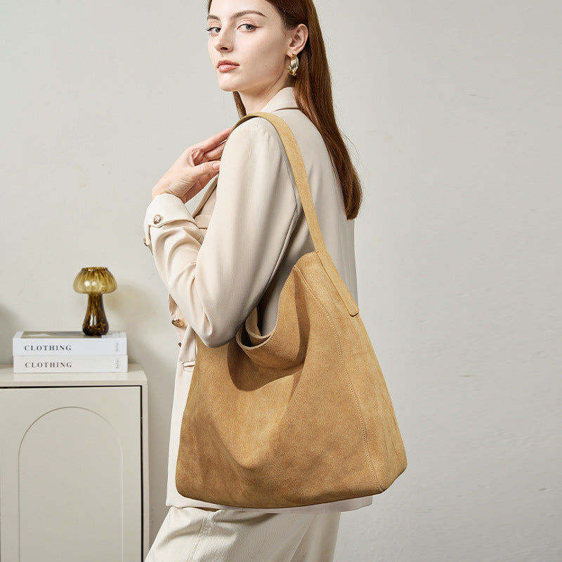 Soft-Form Shoulder Bag in Matte Cowhide —