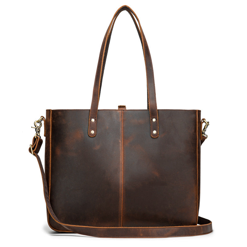 Retro Large First Layer Leather Tote