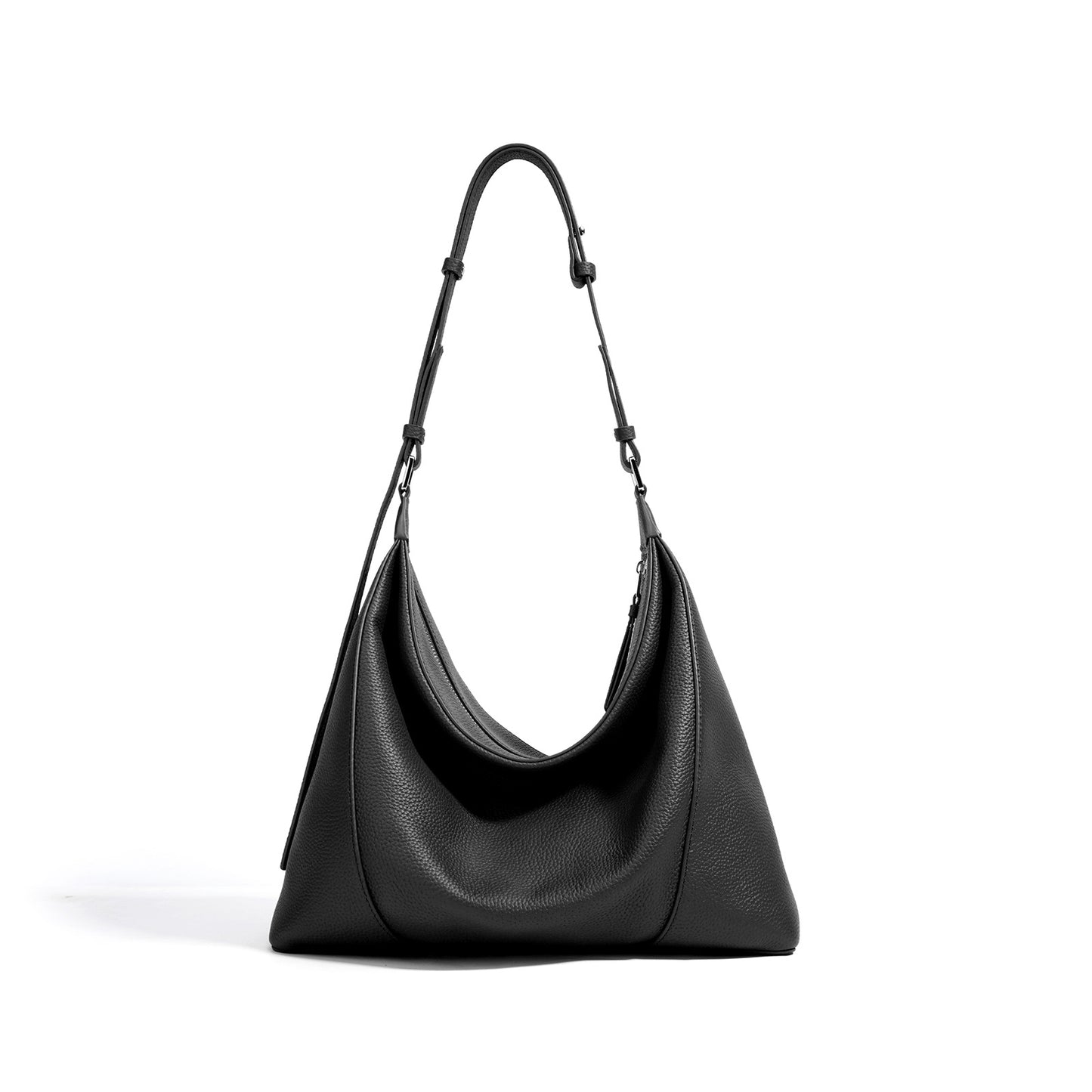 Draped Shoulder Bag in First-Layer Cowhide —