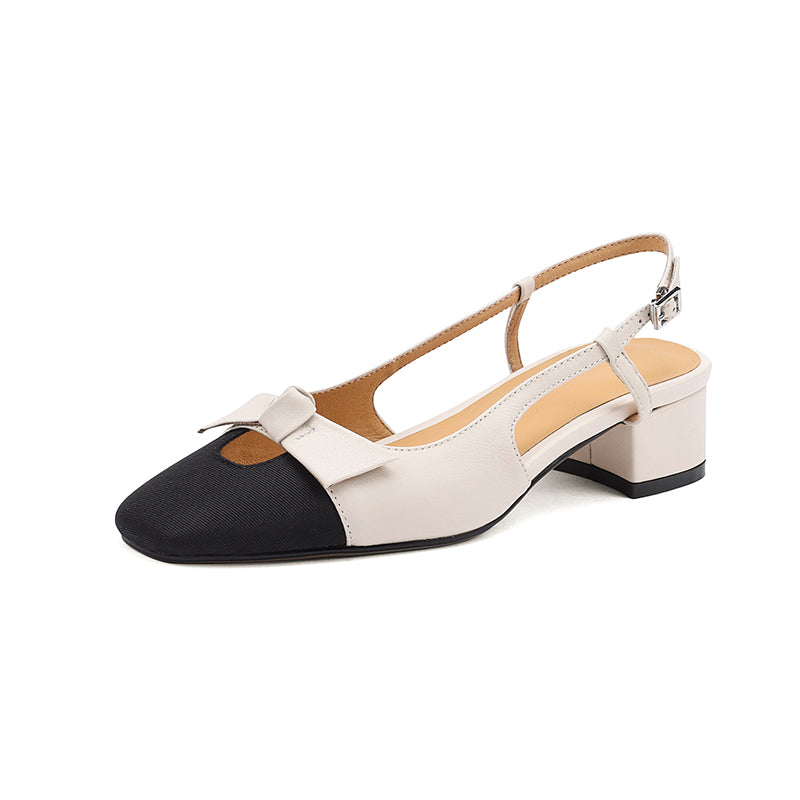 Contrast Toe Slingback – First-Layer Cowhide with Pigskin Lining