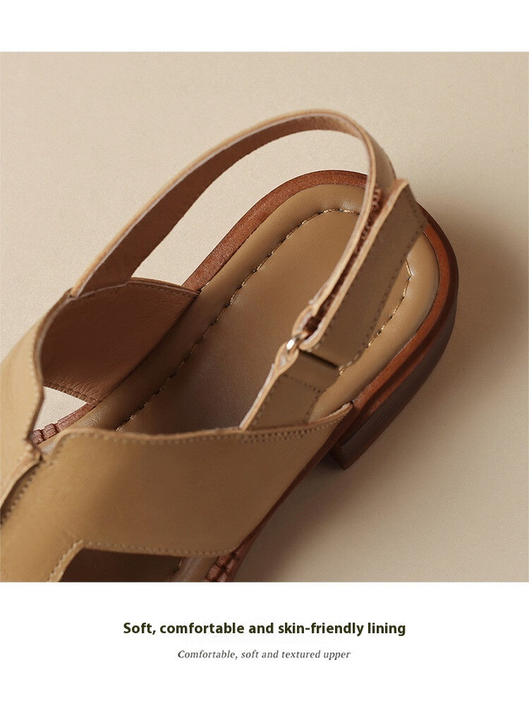 Minimal Block-Heel Sandal – Pigskin & Sheepskin