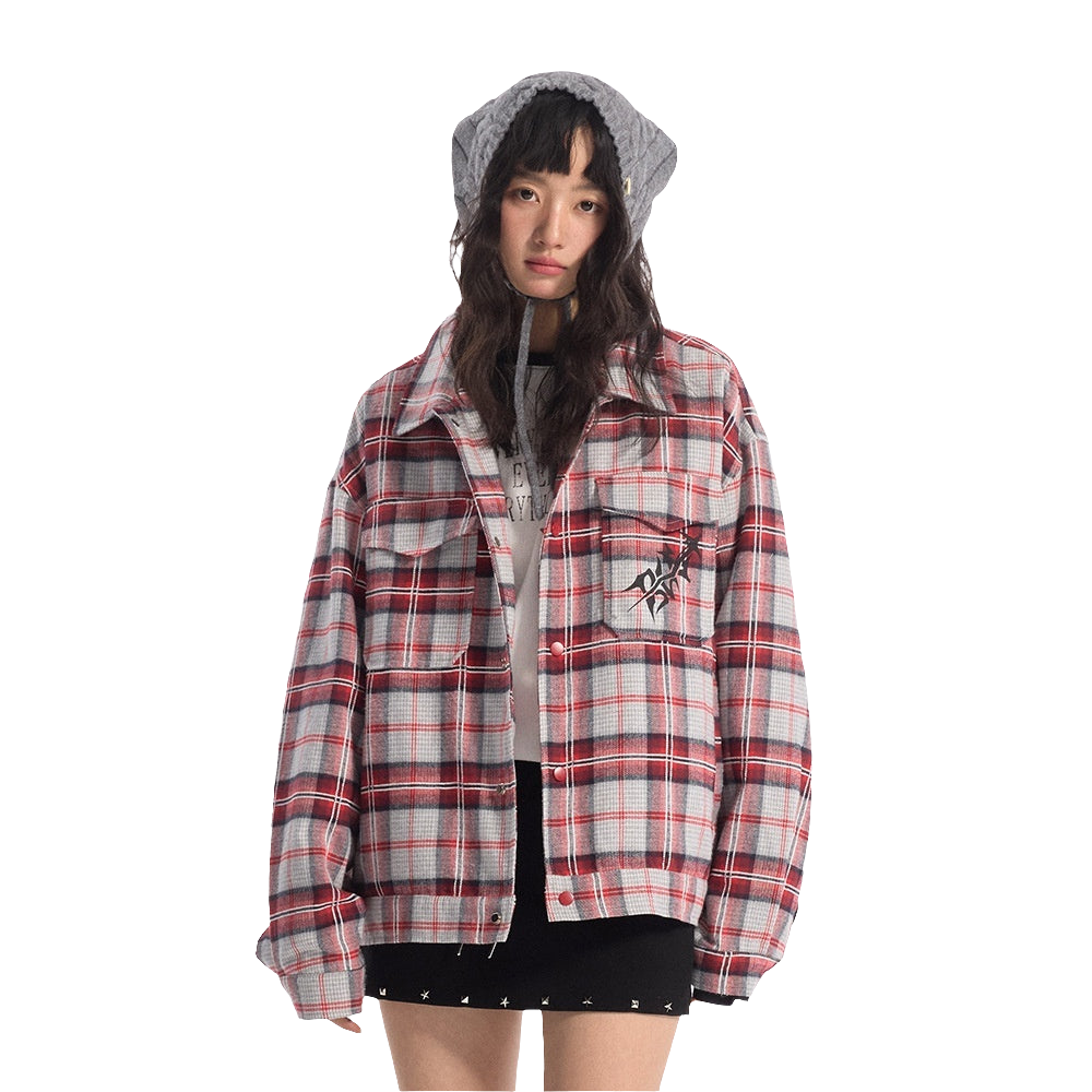 Plaid Loose-fitting Jacket Long Sleeve Shirt For Men And Women