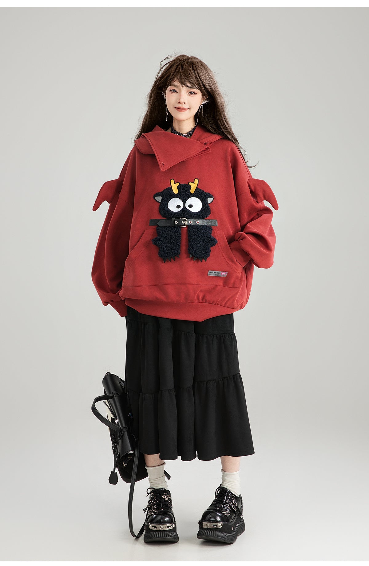 Girl Like Cartoon Embroidered Hooded Sweatshirt For Women