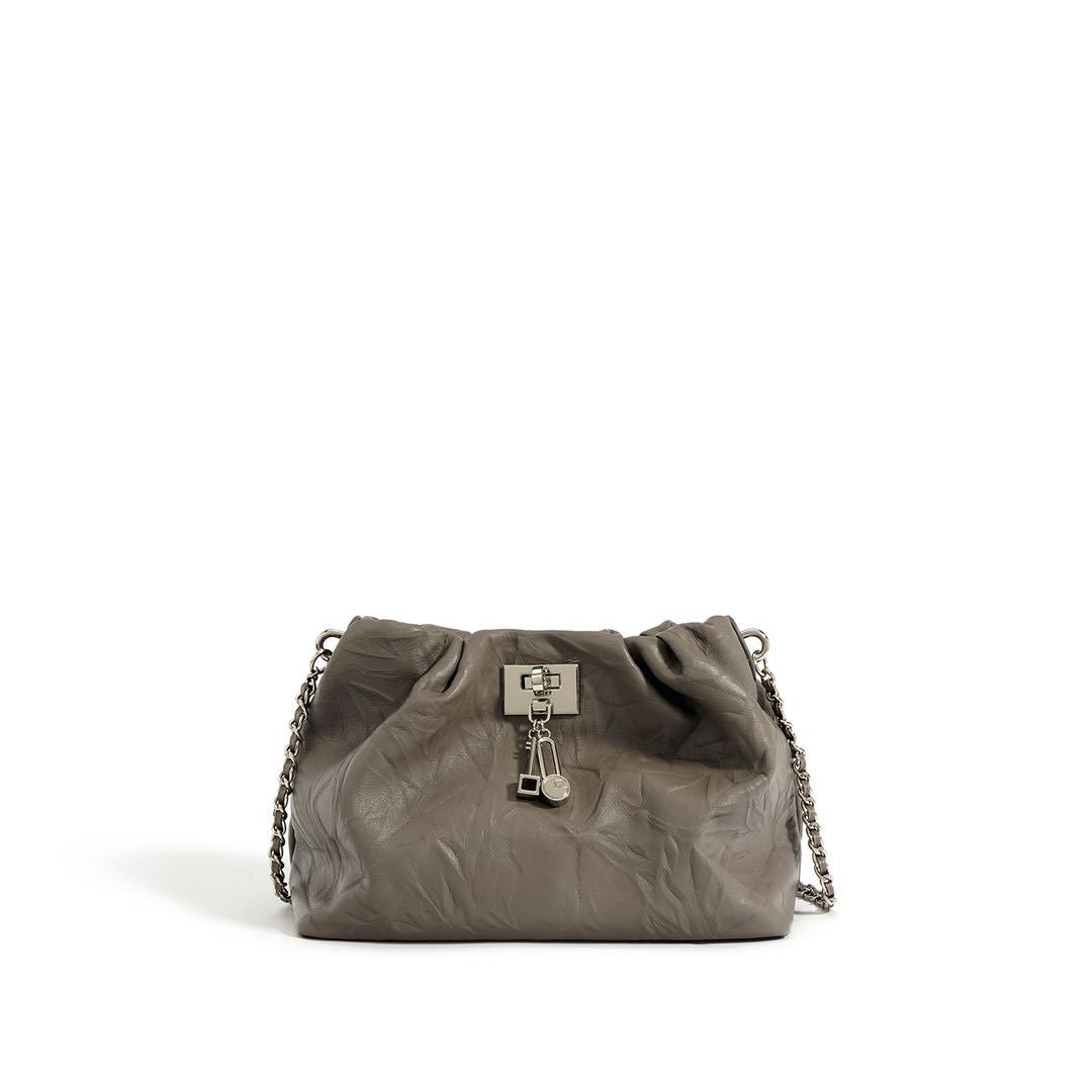 Soft-Form Leather Pouch with Chain Structure