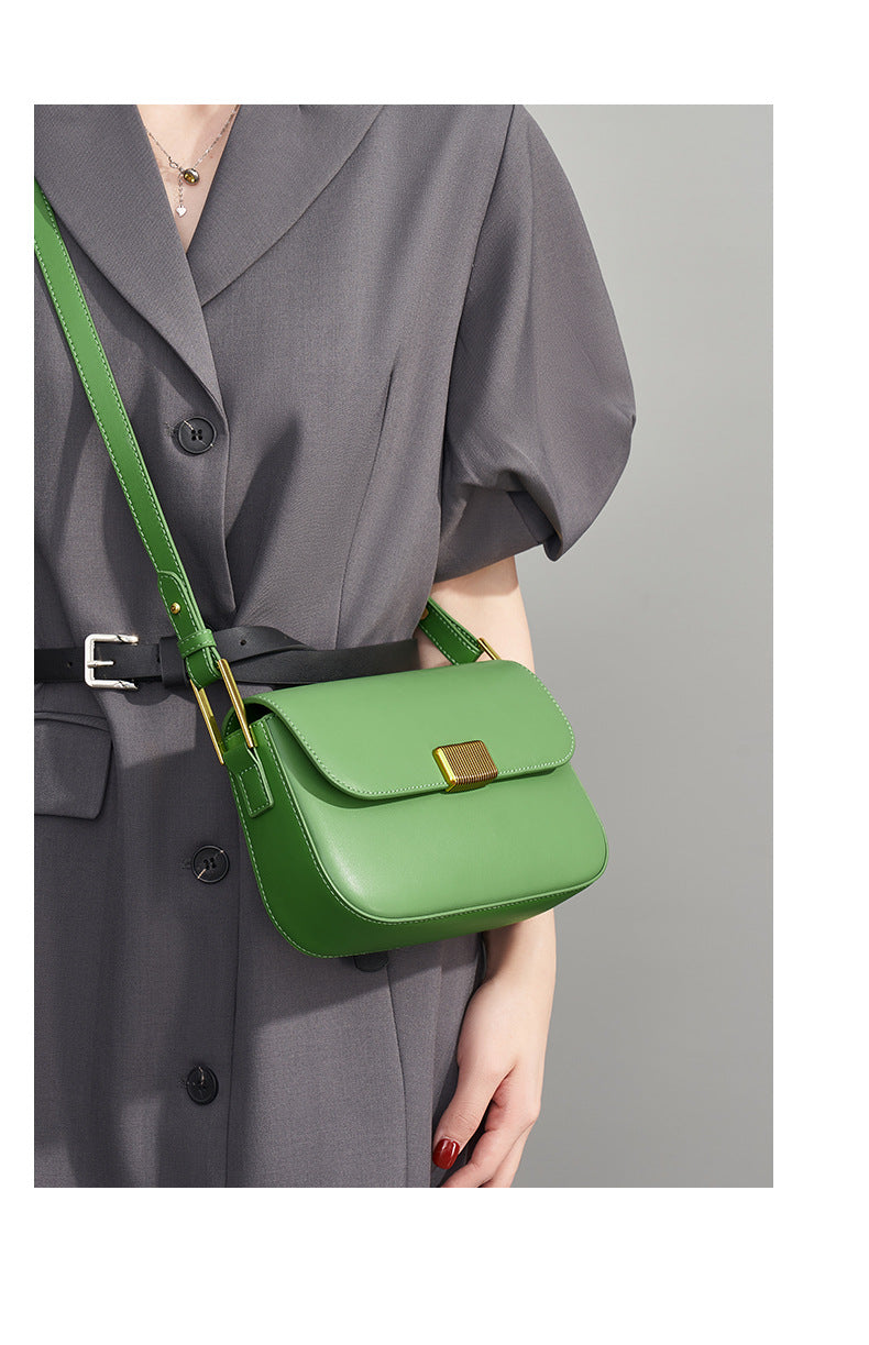 Structured Flap Shoulder Bag in Two-Layer Cowhide