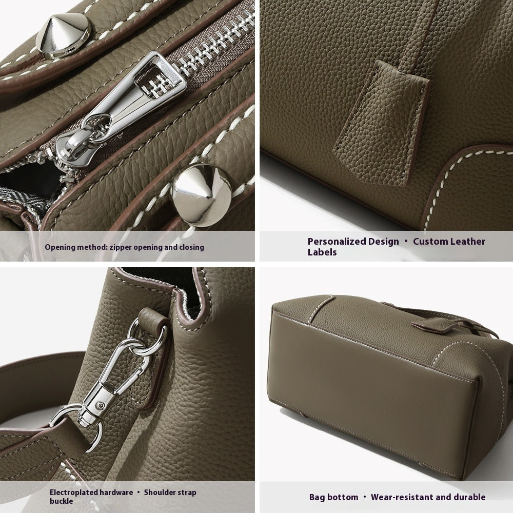 Soft-Structured Cowhide Shoulder Bag