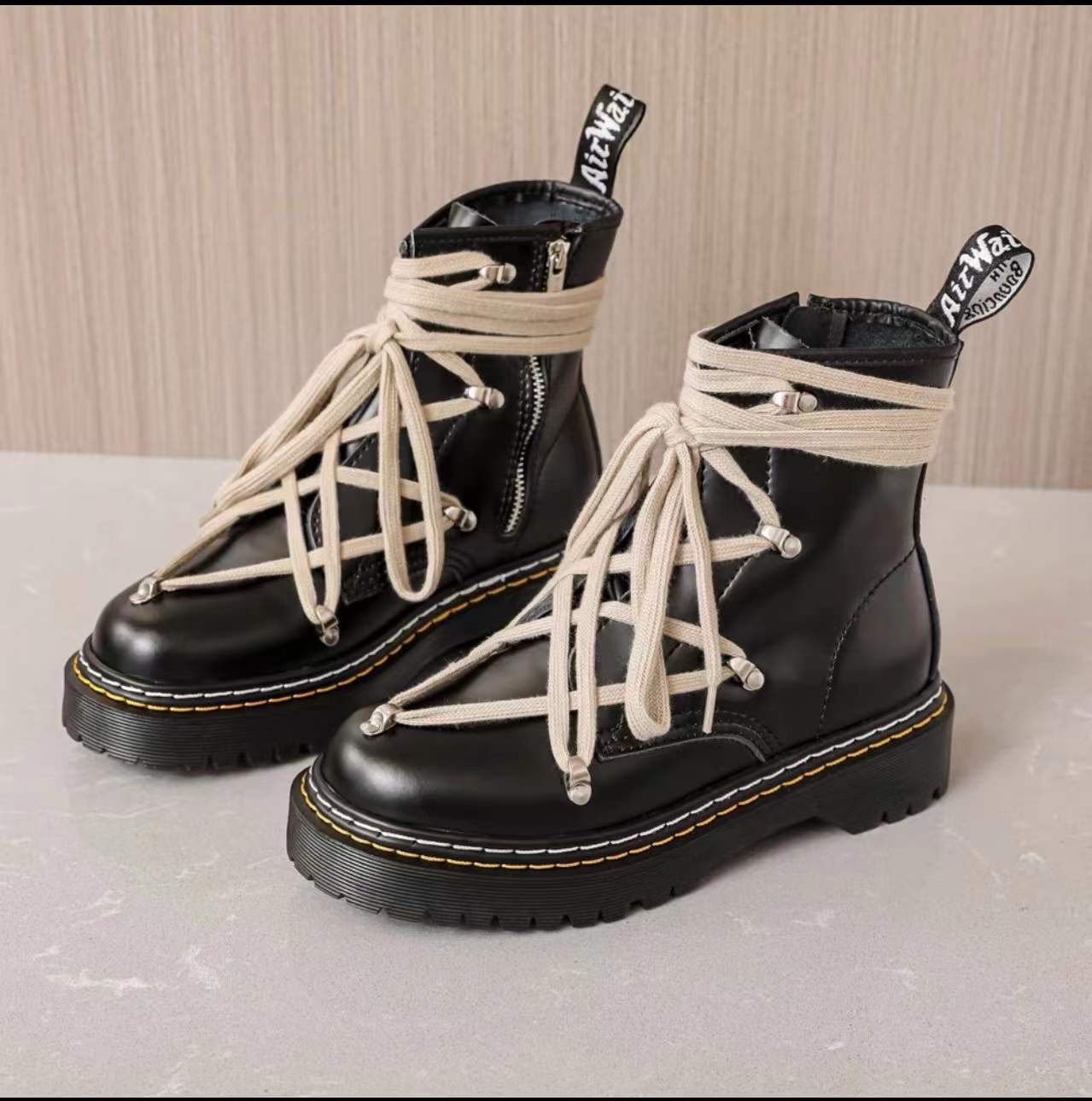 Pentagram Cross Straps Side Zipper Thick-soled Boots