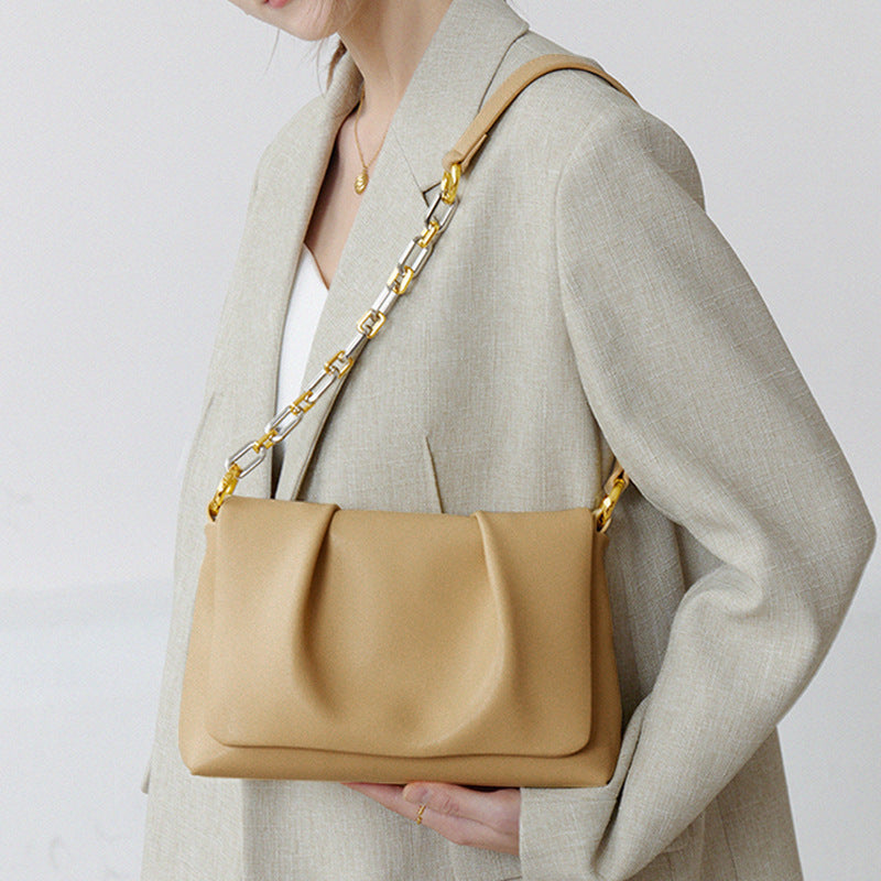 Structured Soft Leather Shoulder Bag