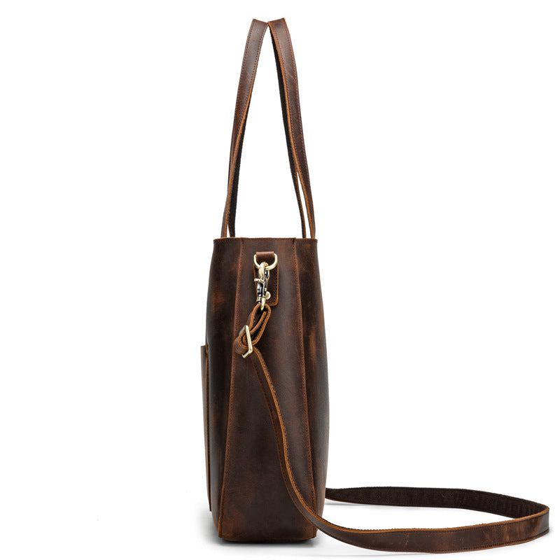 Retro Large First Layer Leather Tote