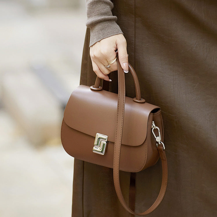 Two-Tone Structured Cowhide Top-Handle Bag