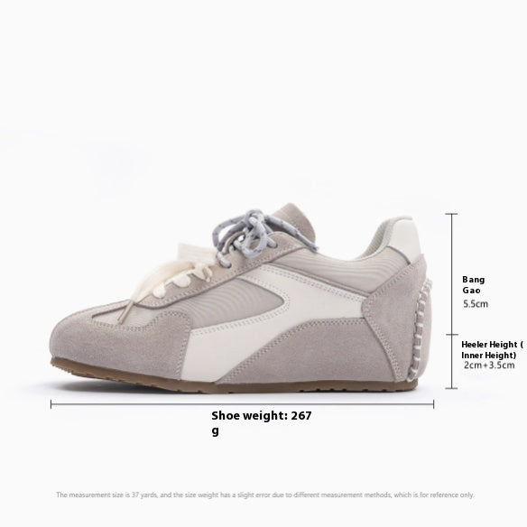 Sunset Forest Deconstruction Retro German Training Shoes Women's Shoes With Hidden Heels Genuine Leather 2025 Spring New Cortez Casual