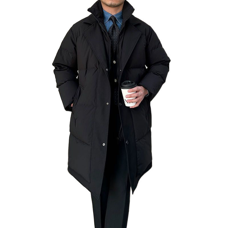 Retro Men's Mid-length Fake Two-piece Cotton-padded Jacket