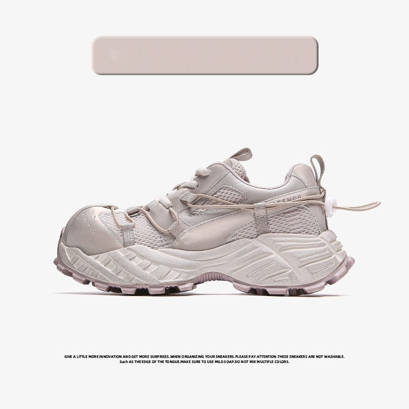 Technical Trail Sneaker – Dual-Layer Cowhide & Mesh Construction