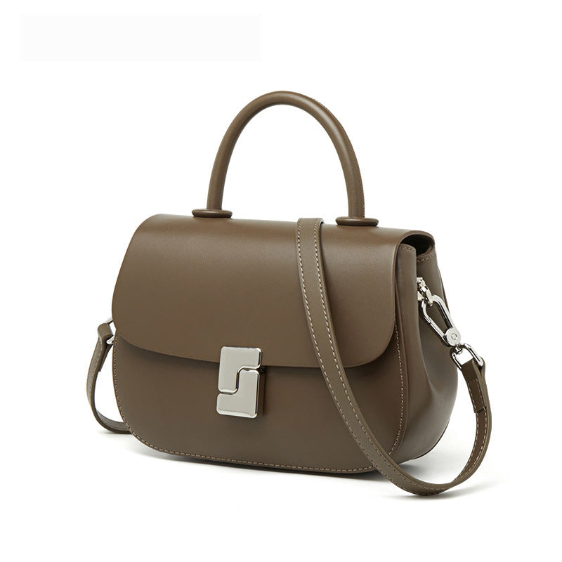 Two-Tone Structured Cowhide Top-Handle Bag