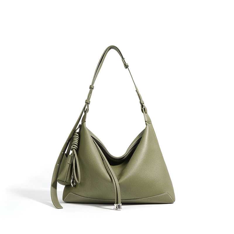 Soft-Structure Shoulder Bag in First-Layer Cowhide Leather
