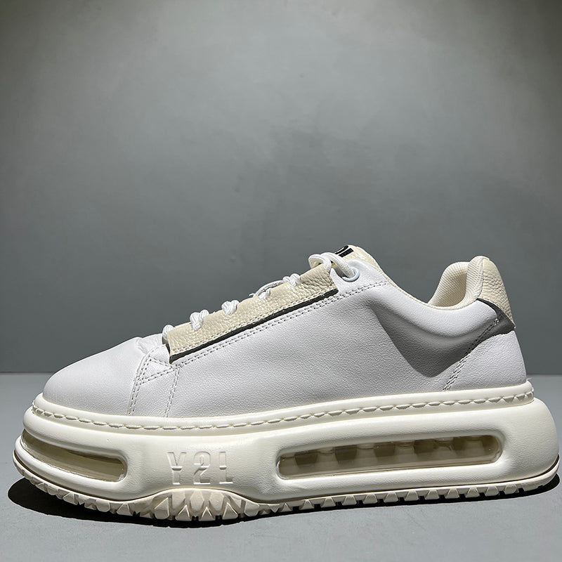 Leather Upper Sneaker with Exposed Air Midsole and Raised Platform