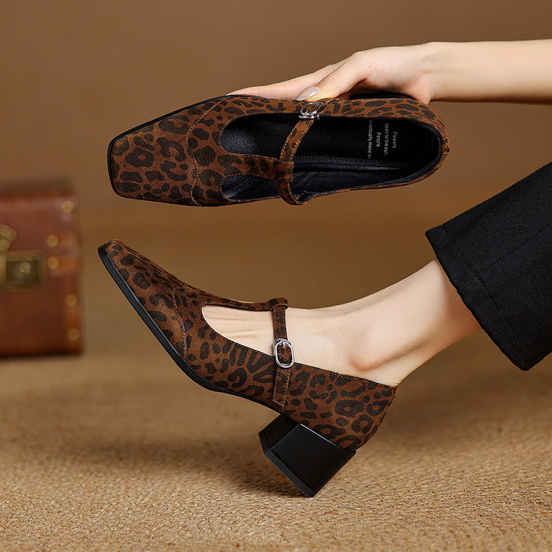 Leopard Print Mary Jane with Block Heel