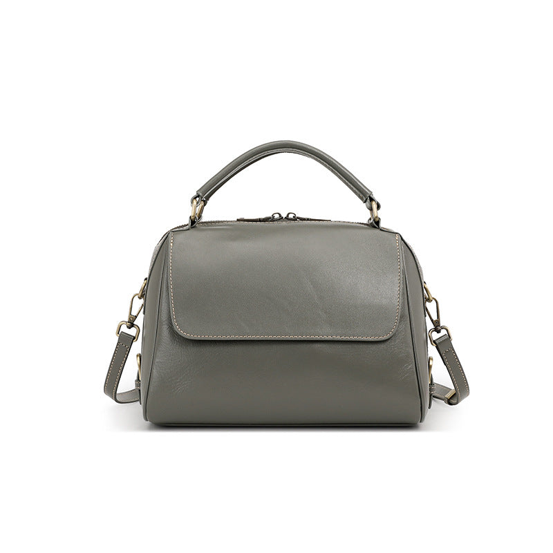Structured Top-Handle Bag in First-Layer Cowhide Leather