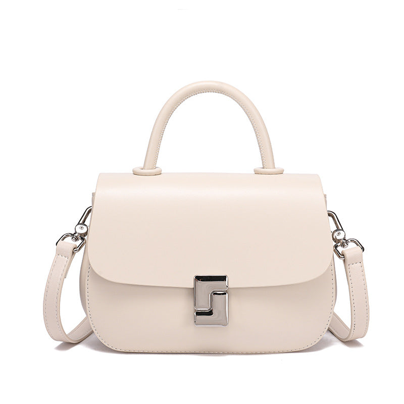 Two-Tone Structured Cowhide Top-Handle Bag