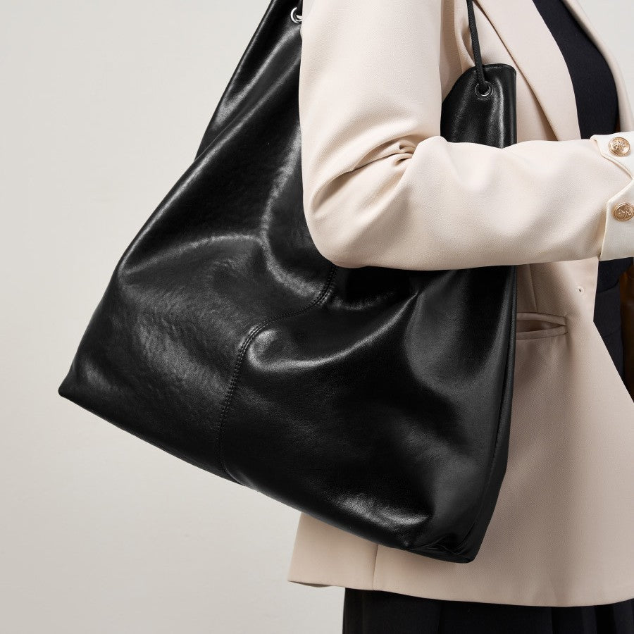 Full Cowhide Lined Hobo Bag — Natural Drape Structure