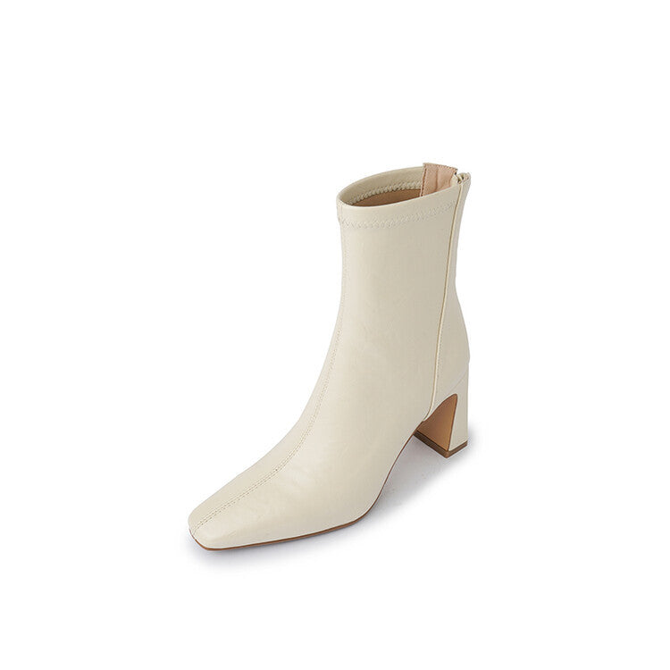 Cowhide French Style High Heel Boots Women