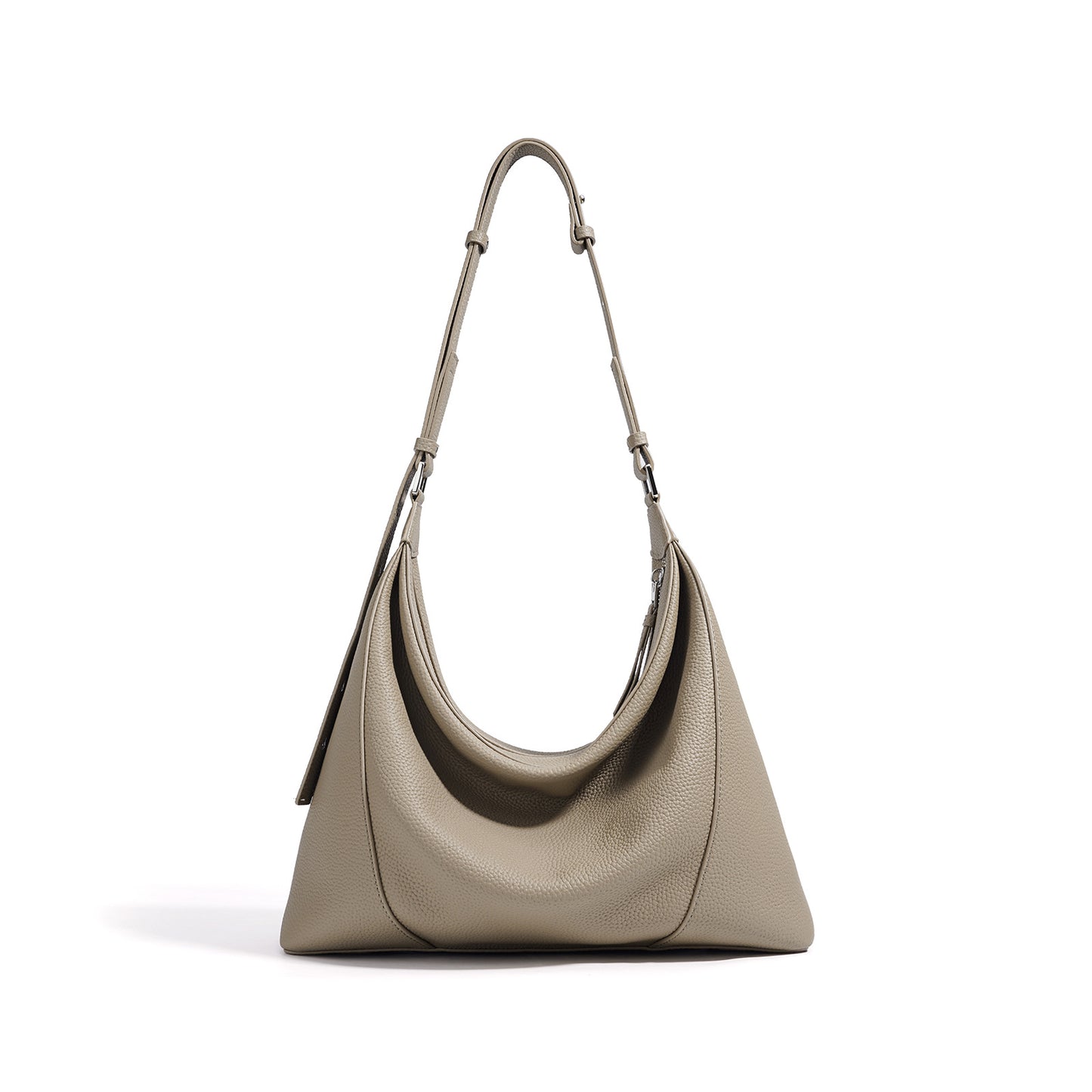 Draped Shoulder Bag in First-Layer Cowhide —