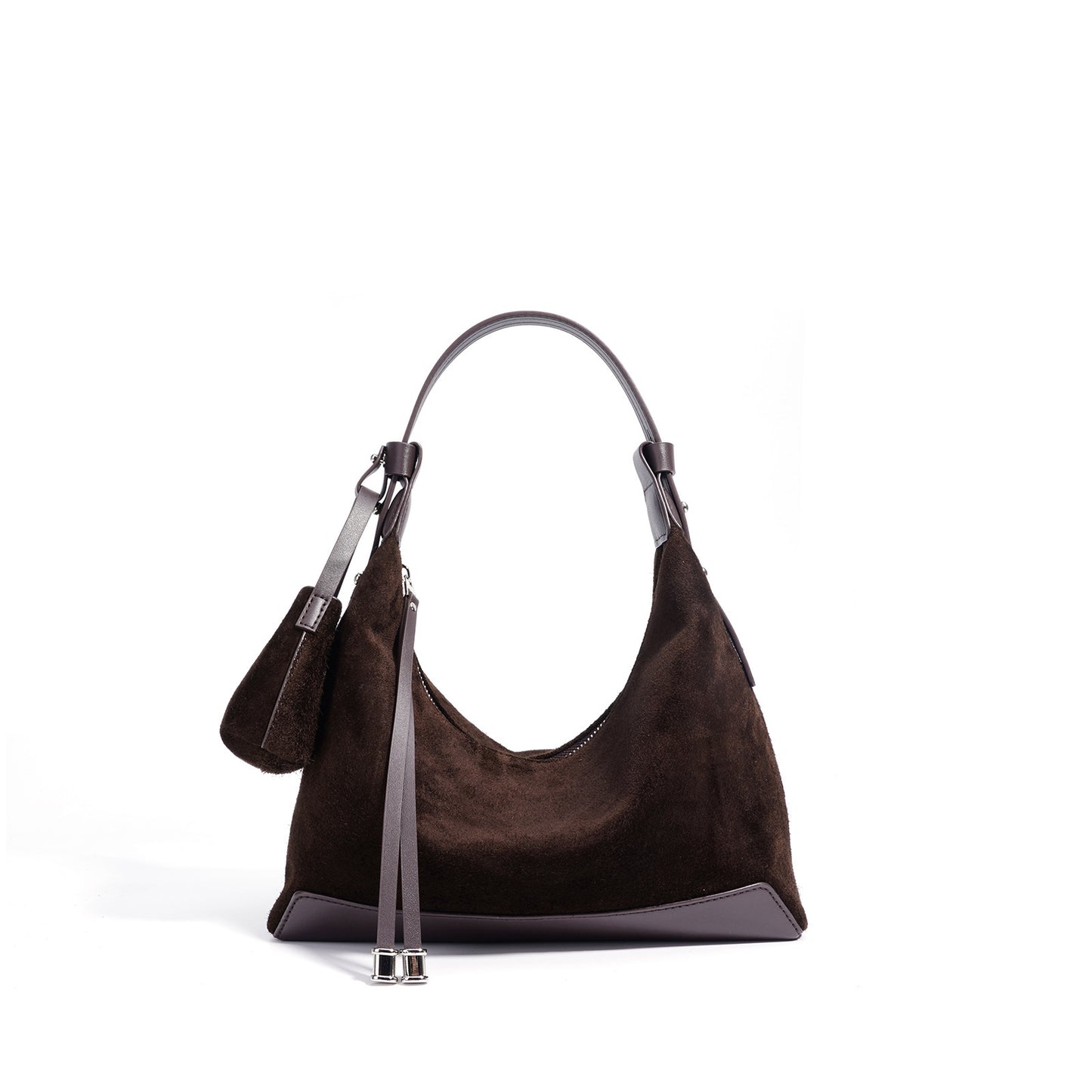 Matte Soft-Form Shoulder Bag in First-Layer Cowhide —