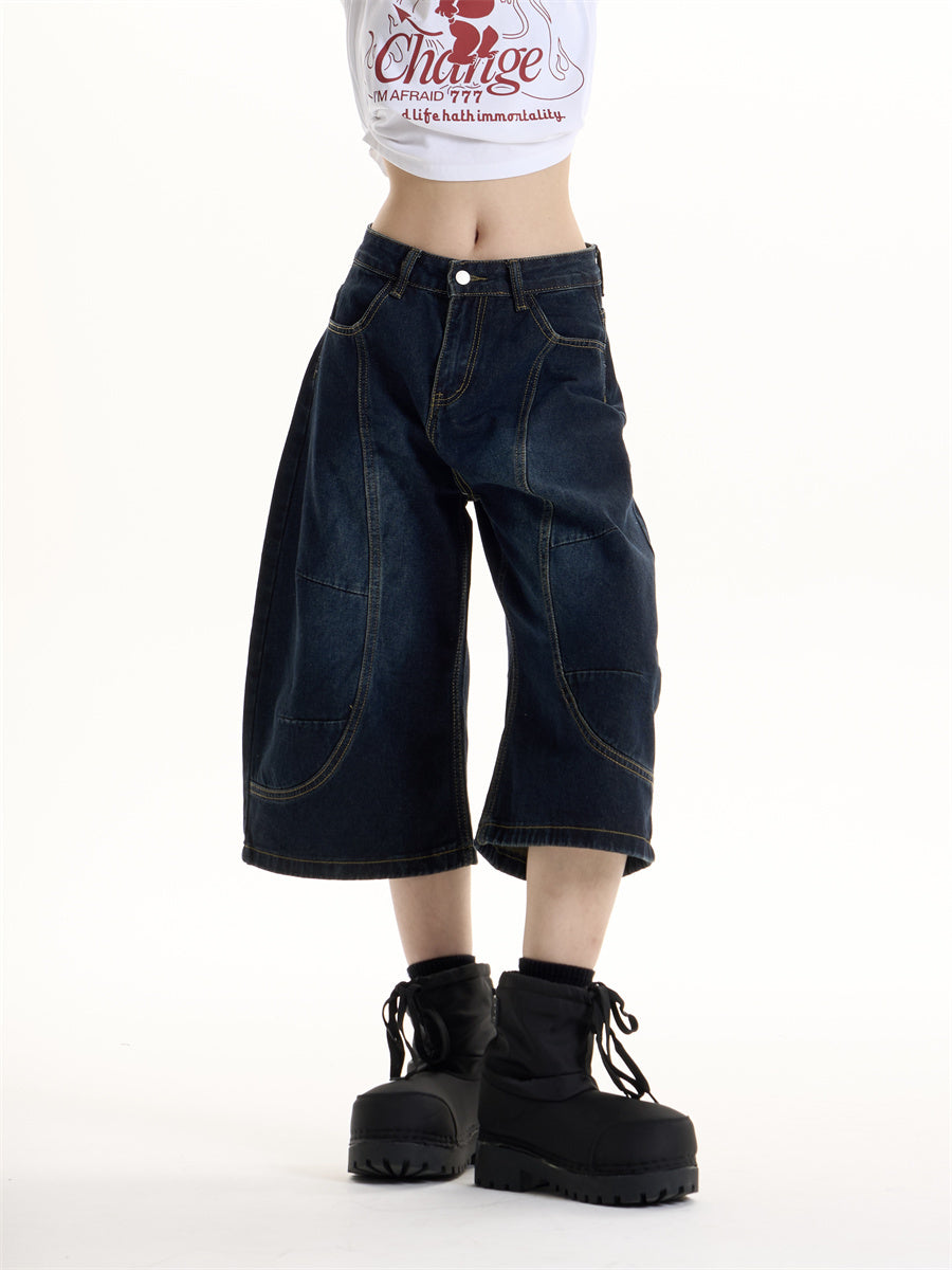 American Retro Hot Girl Style Deconstructive Design Jeans