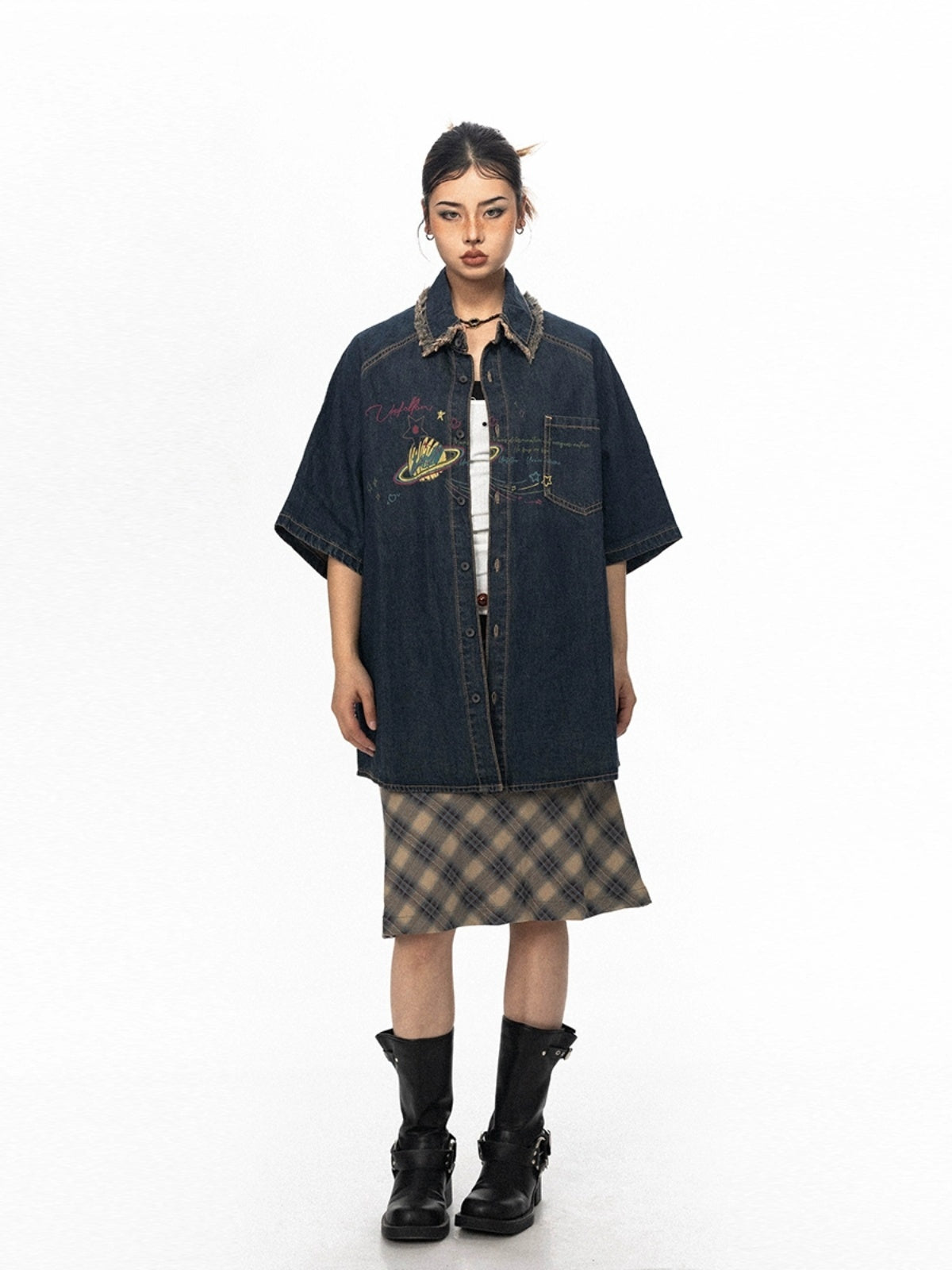 Retro Do The Old Cowboy Printed Short Sleeve Shirt