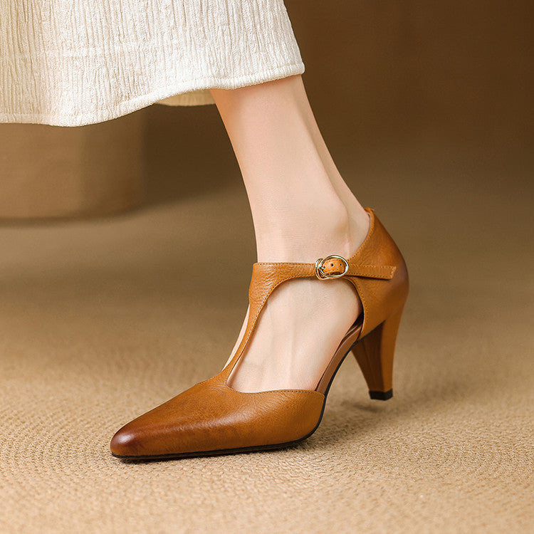 Chinese Retro T Shape Strap Closed Toe Sandals