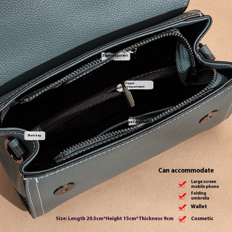 Structured Top-Handle Bag in Two-Layer Cowhide Leather