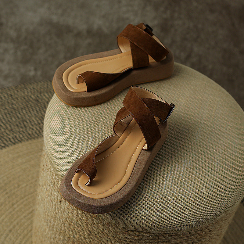 Minimal Flat Sandal – Full-Grain Cowhide