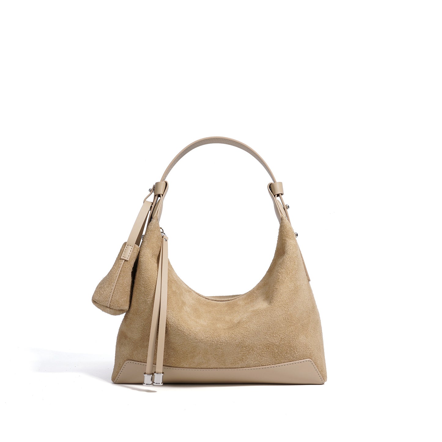 Matte Soft-Form Shoulder Bag in First-Layer Cowhide —