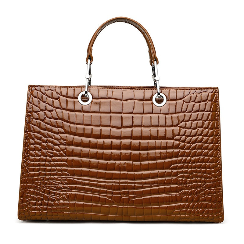 Croc-Embossed Structured Carry Tote