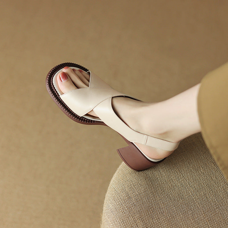 Soft-Structure Block Heel Sandal – Pigskin & Sheepskin