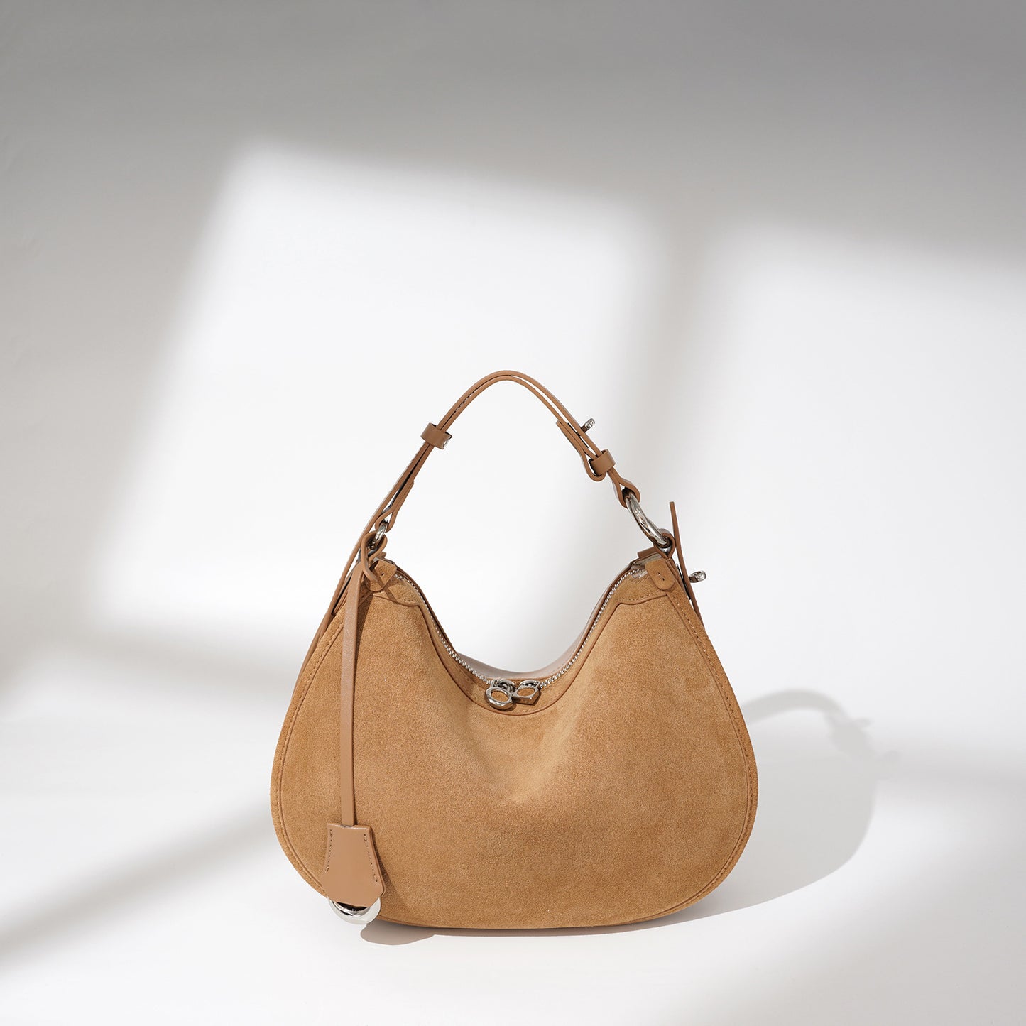 Soft Crescent Shoulder Bag in Two-Layer Cowhide