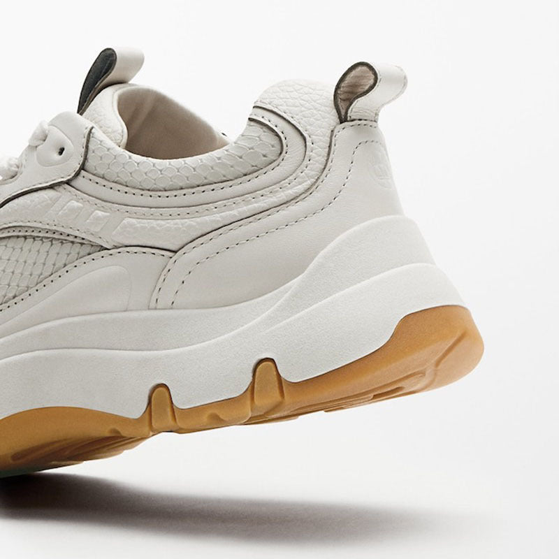 Structured Daily Sneaker – Leather & Mesh with Sculpted Sole