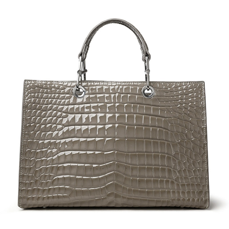 Croc-Embossed Structured Carry Tote