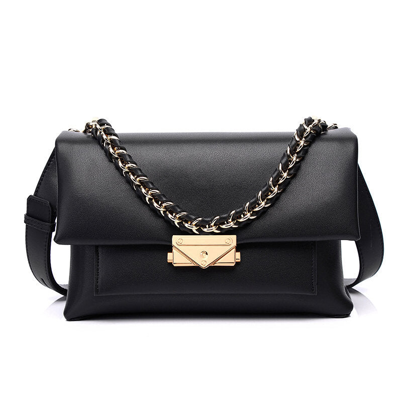 Structured Flap Shoulder Bag with Chain Carry